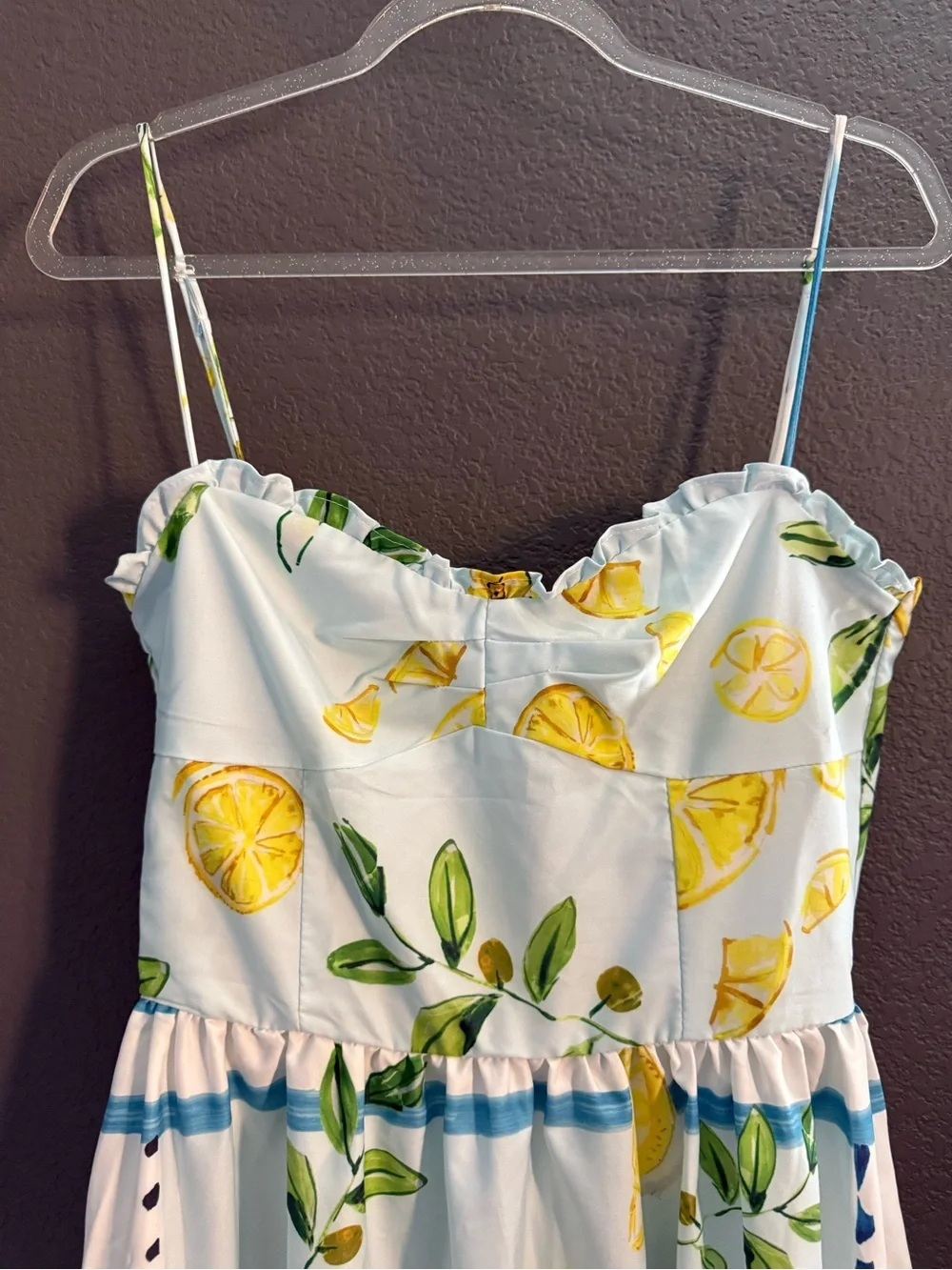 ZARA • Lemon print midi dress - Large - Picture 8 of 11
